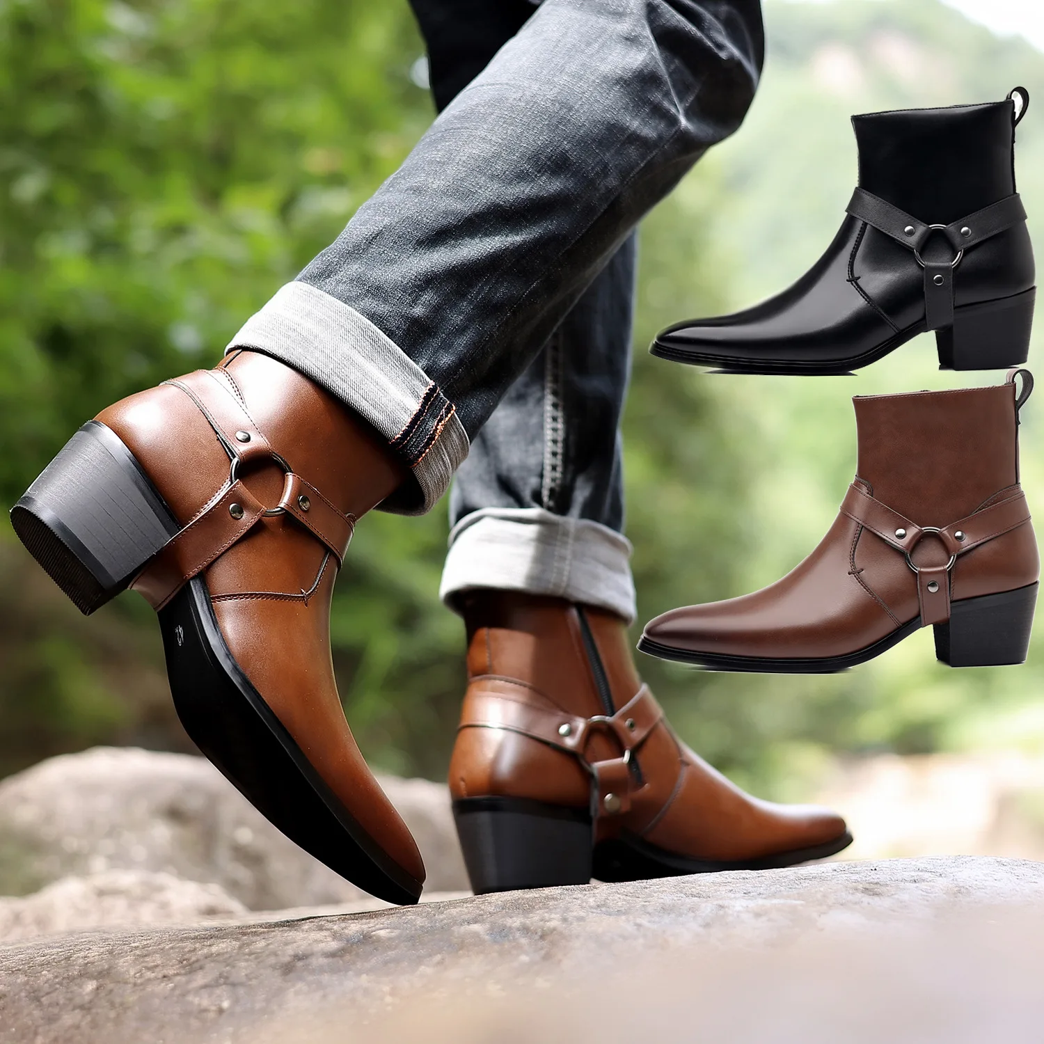 Men Formal Wear With Boots - Sepatu bot pria kesatria Barat klasik,